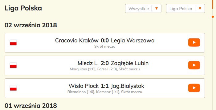 Skróty meczów Ekstraklasy online